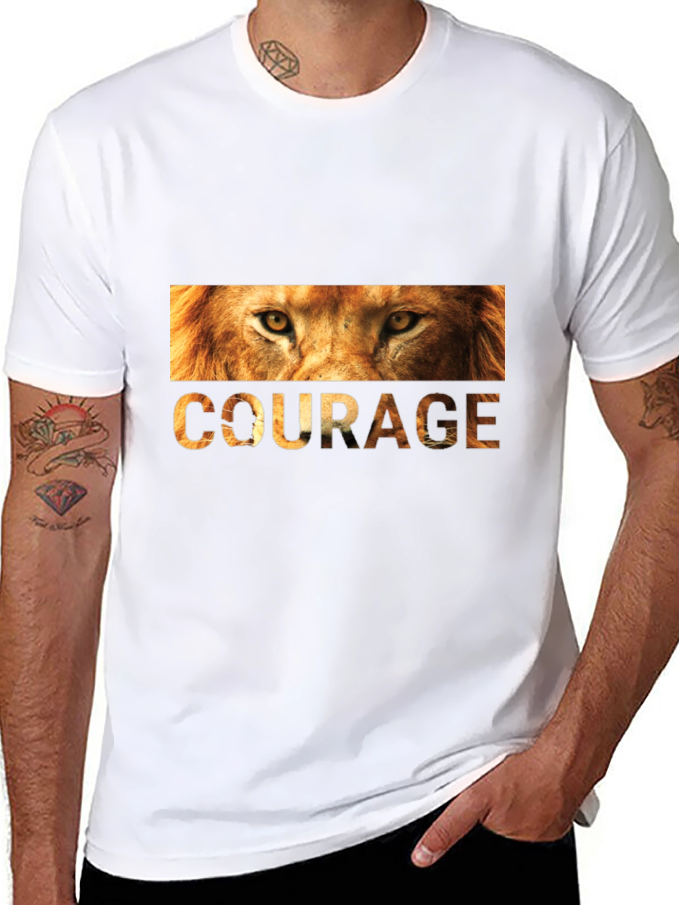 Courage Lion Graphic Tee - Mens Black T-Shirt