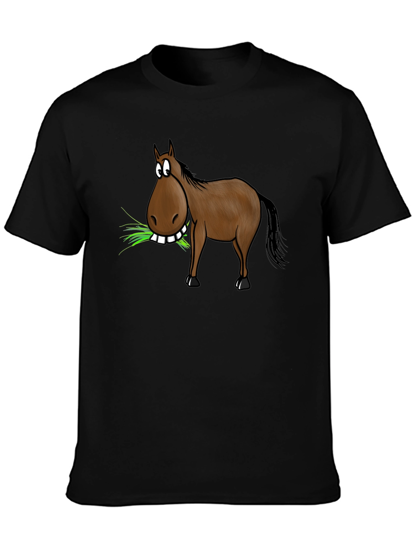 Funny Horse Eating Grass Graphic Tee