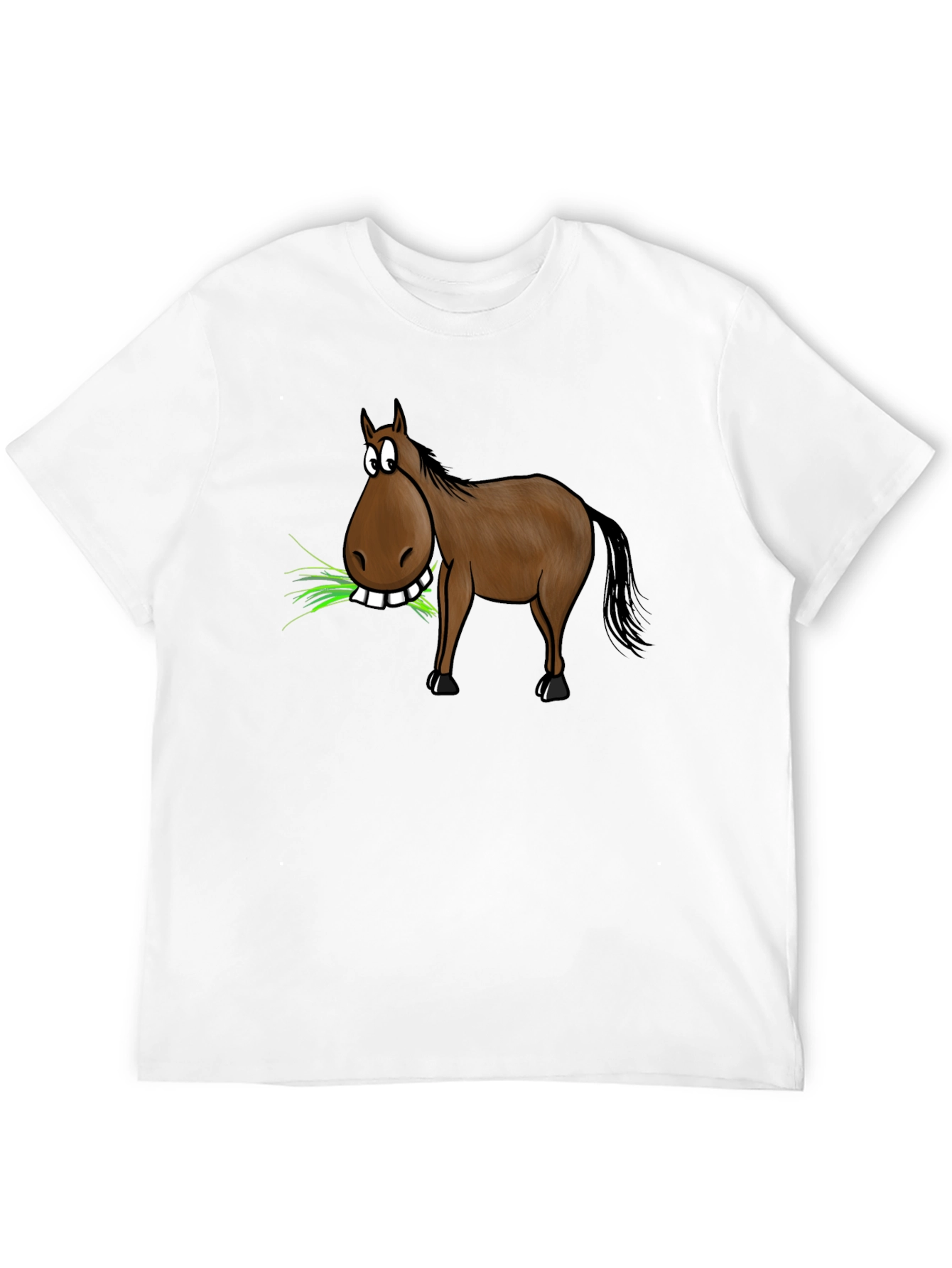 Funny Horse Eating Grass Graphic Tee