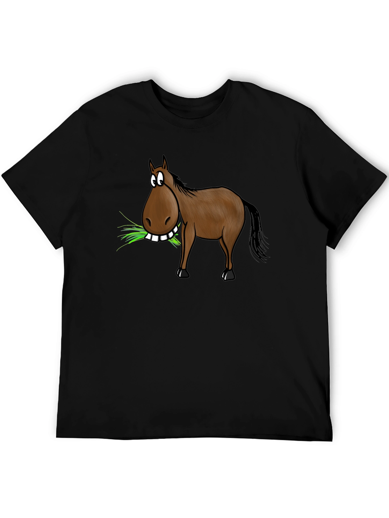 Funny Horse Eating Grass Graphic Tee