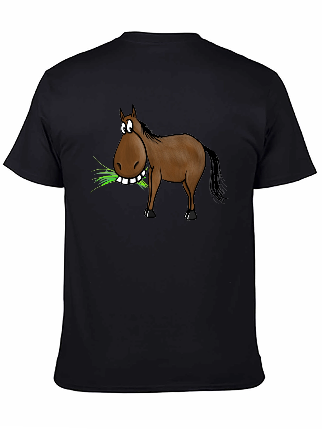 Funny Horse Eating Grass Graphic Tee