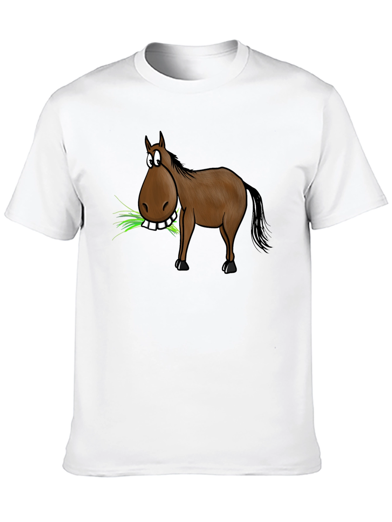 Funny Horse Eating Grass Graphic Tee