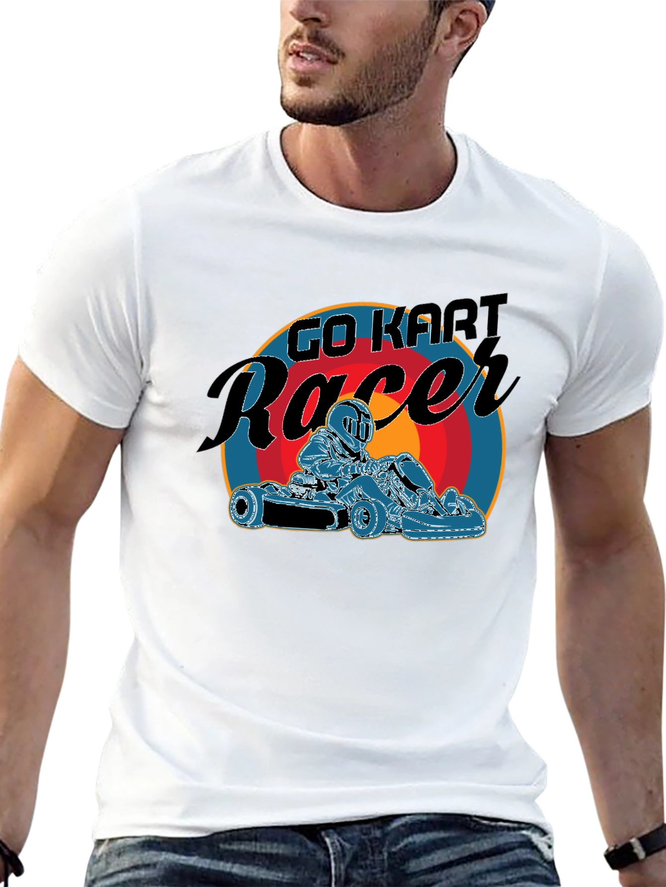 Go Kart Racer Black Graphic T-Shirt