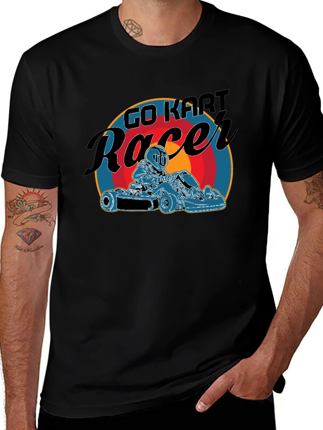 Go Kart Racer Black Graphic T-Shirt