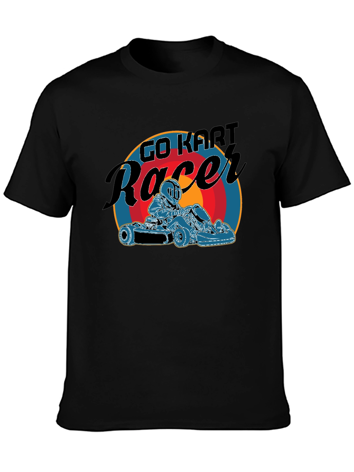 Go Kart Racer Black Graphic T-Shirt