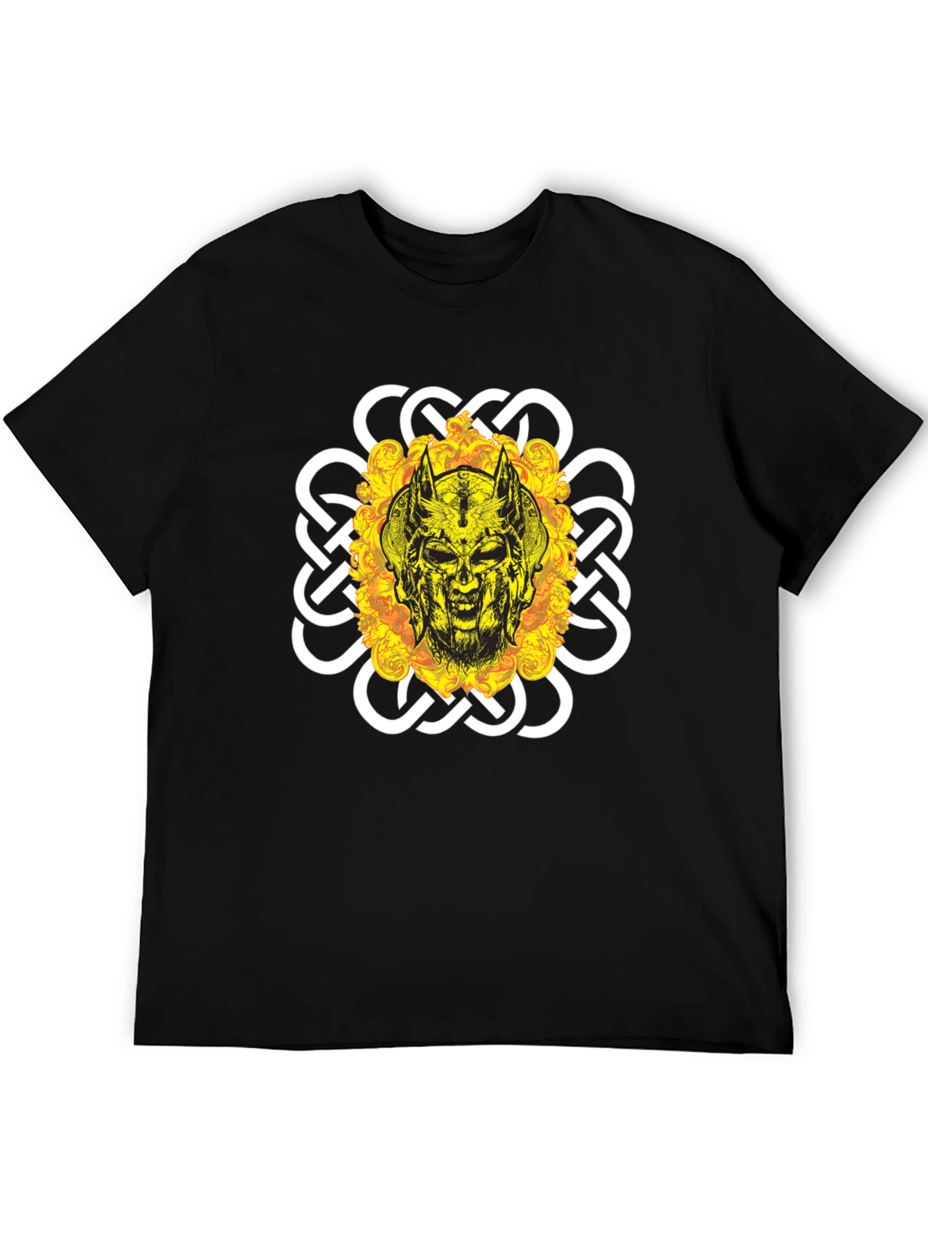 Viking Skull Graphic Tee - Black Cotton Blend