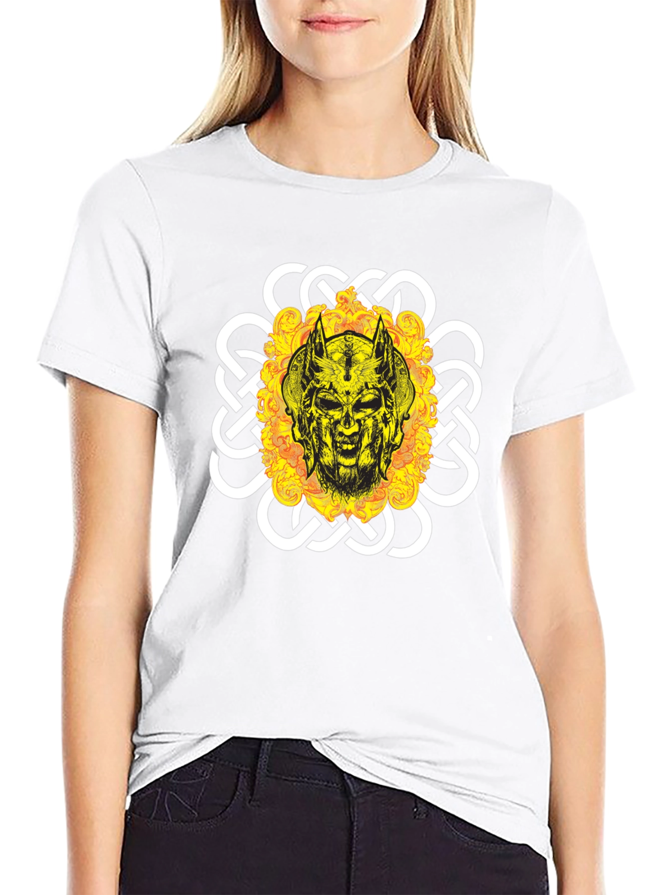 Viking Skull Graphic Tee - Black Cotton Blend