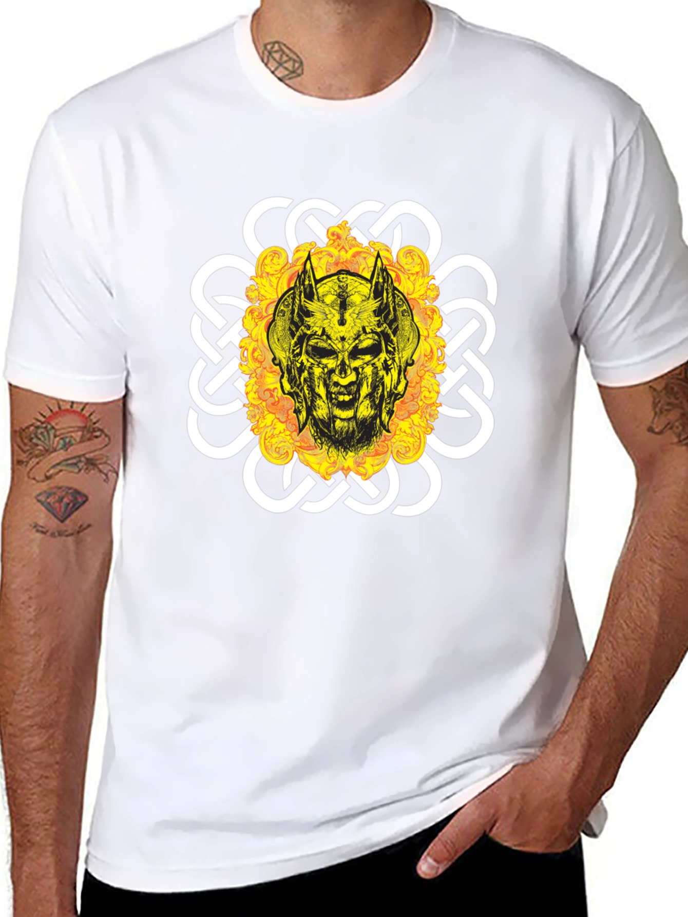 Viking Skull Graphic Tee - Black Cotton Blend