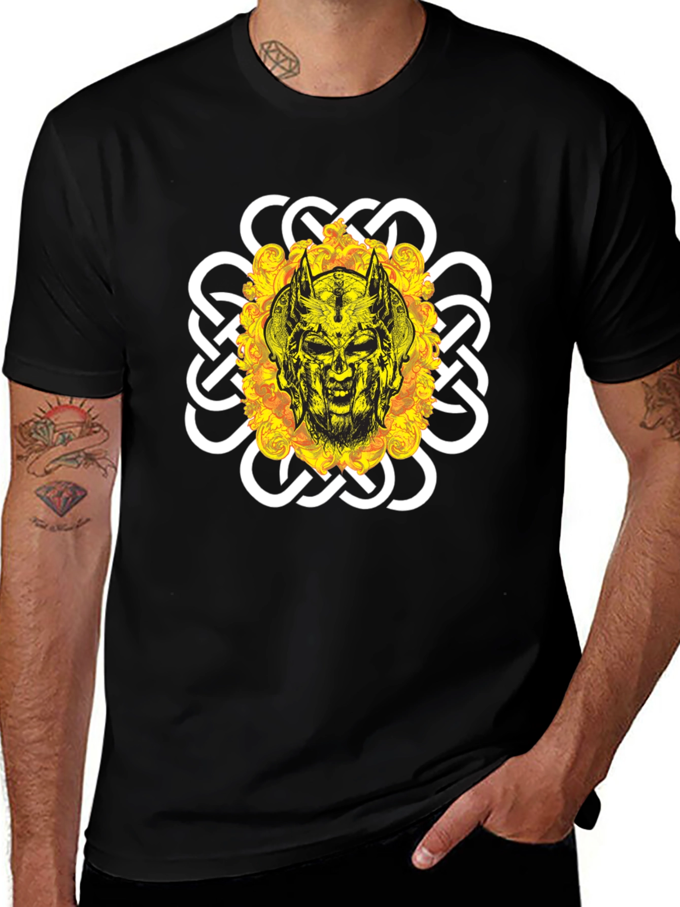 Viking Skull Graphic Tee - Black Cotton Blend