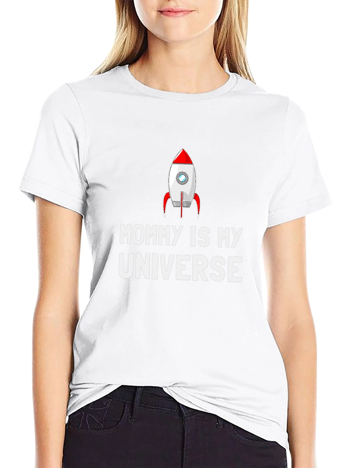 Mommy Is My Universe Rocket Graphic T-Shirt