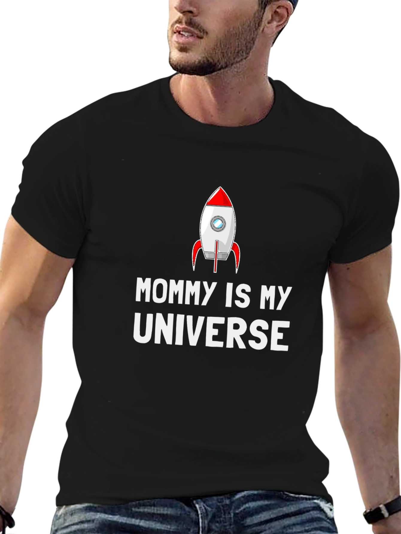 Mommy Is My Universe Rocket Graphic T-Shirt
