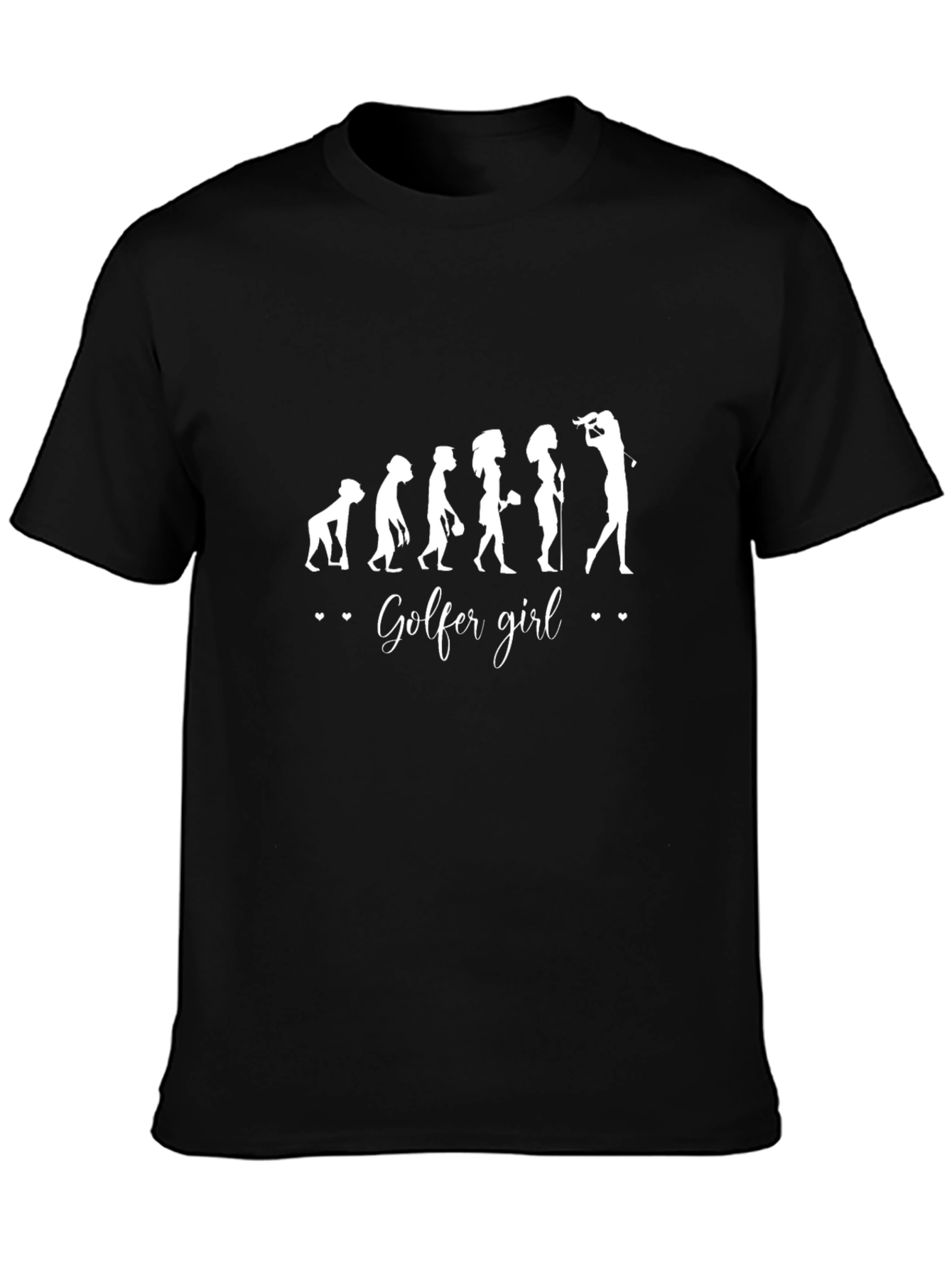 Golfer Girl Evolution T-Shirt - Black Crew Neck