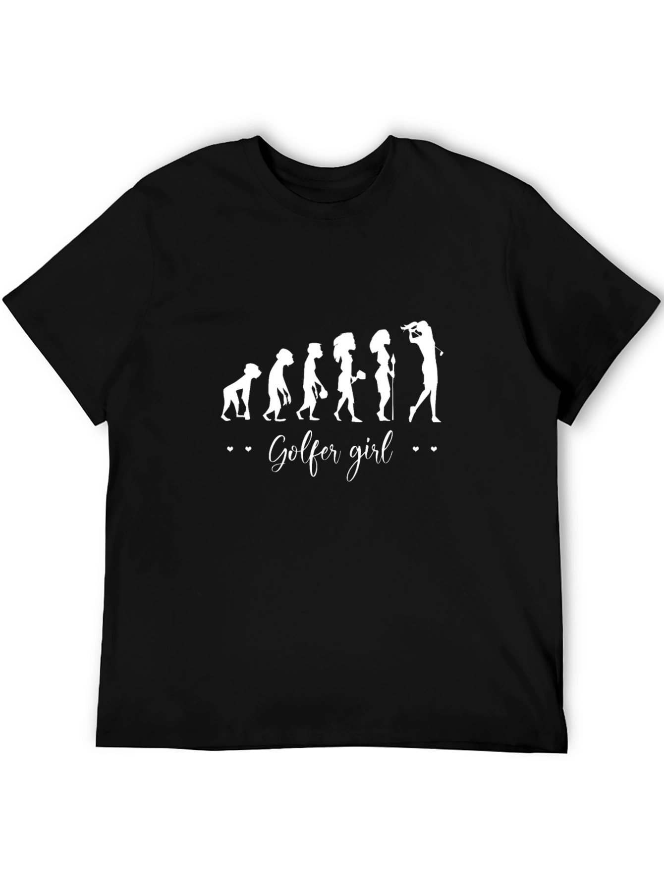 Golfer Girl Evolution T-Shirt - Black Crew Neck