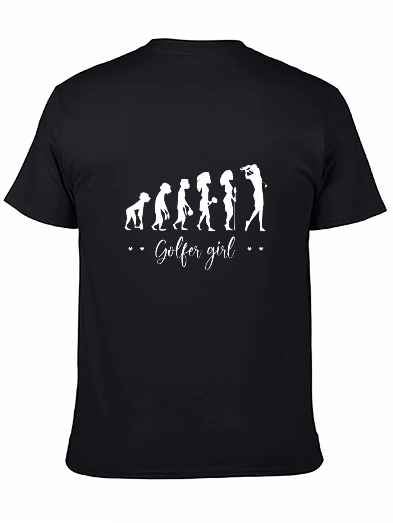 Golfer Girl Evolution T-Shirt - Black Crew Neck