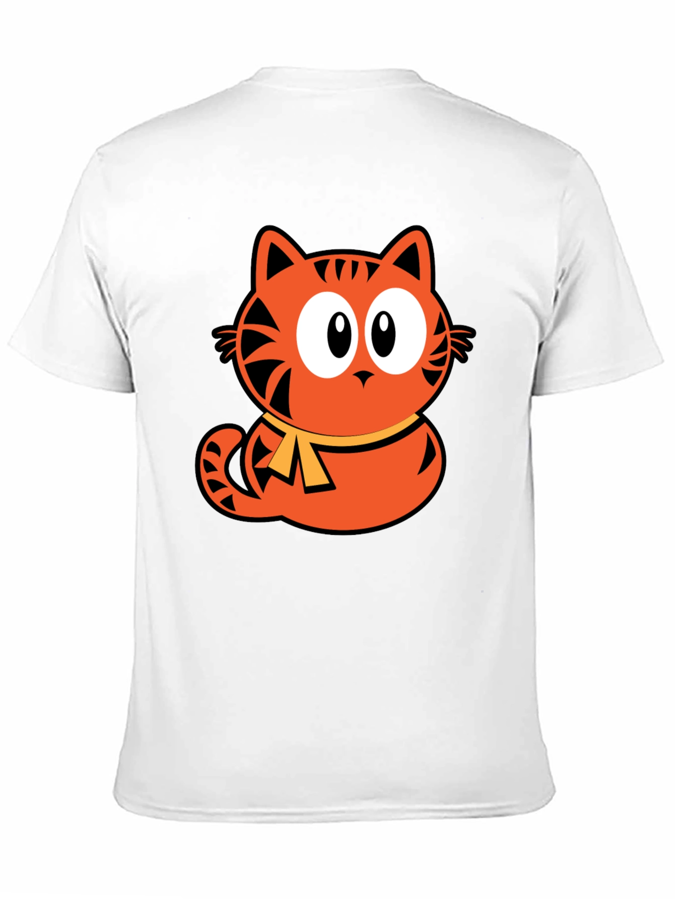 Orange Cat Cartoon Graphic Black T-Shirt