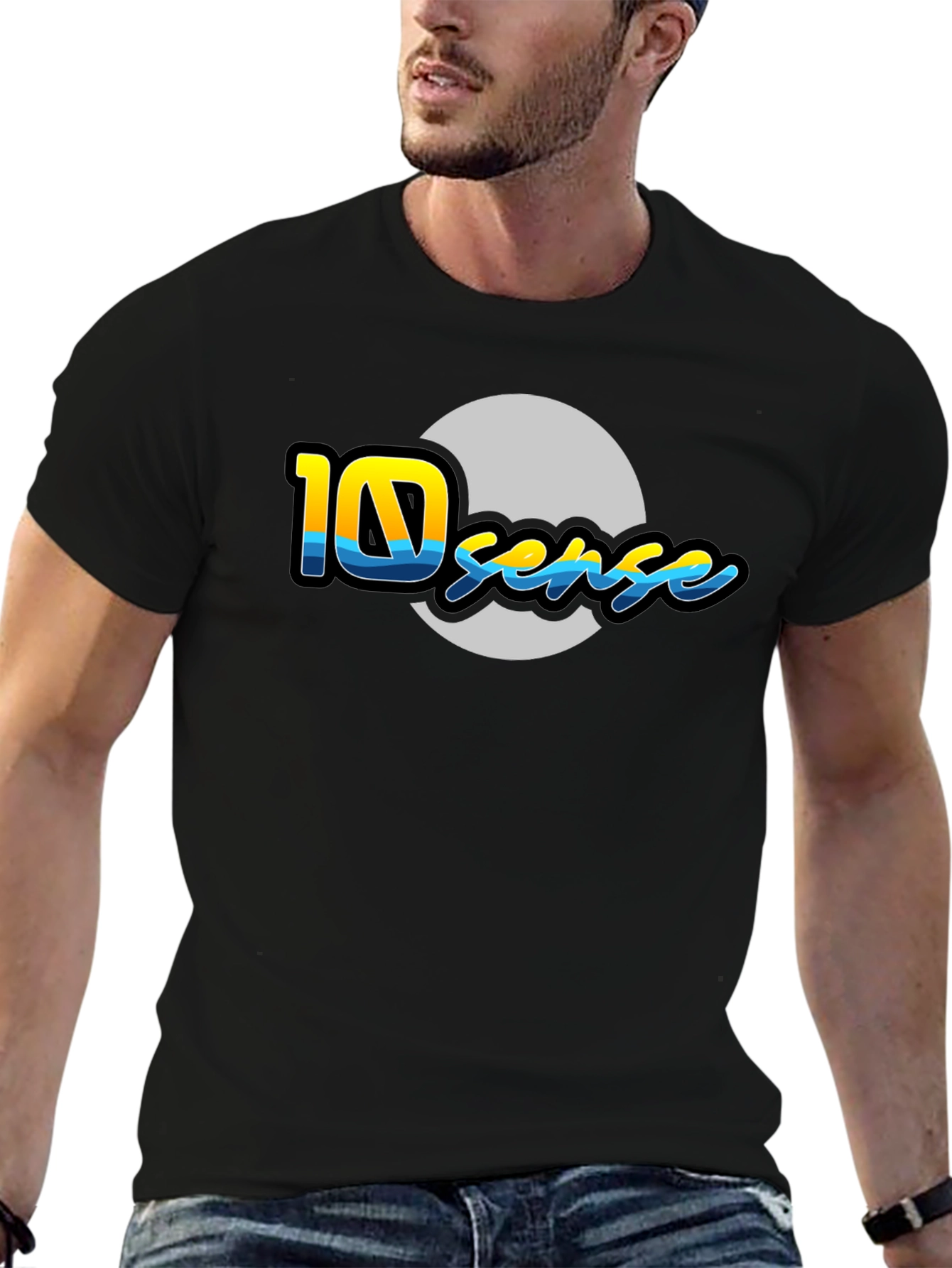 10 Sense Black T-Shirt - Unique Graphic Design