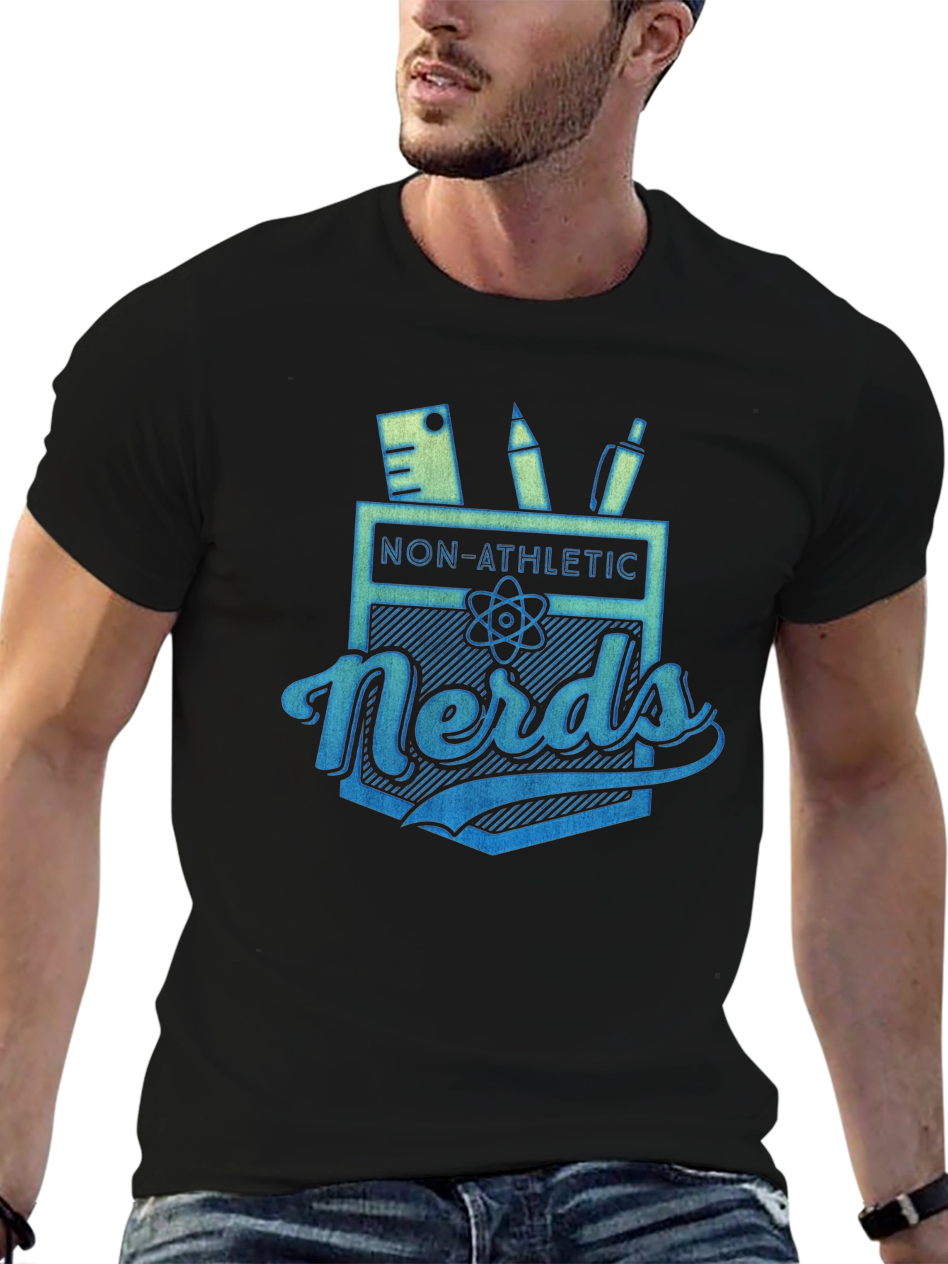 Non-Athletic Nerds Graphic Tee - Black
