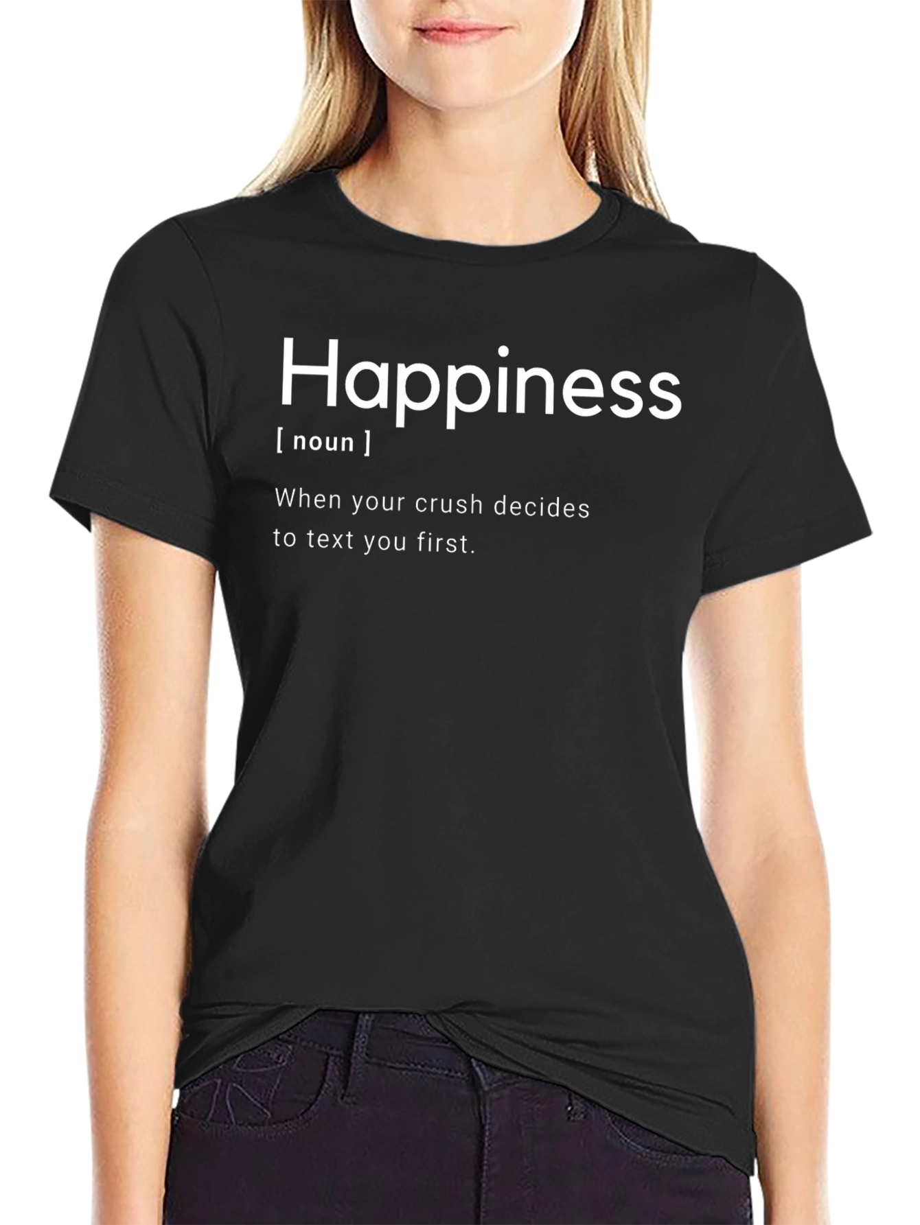 Happiness Definition Black Graphic Tee