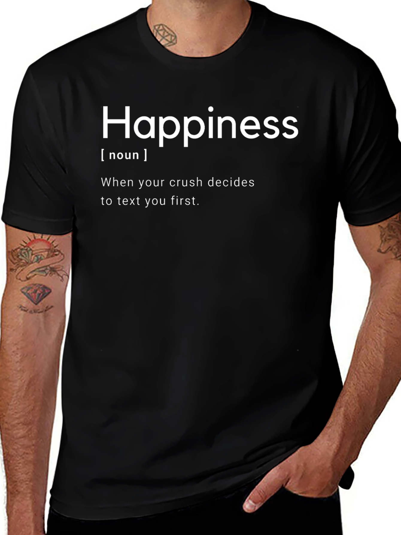 Happiness Definition Black Graphic Tee