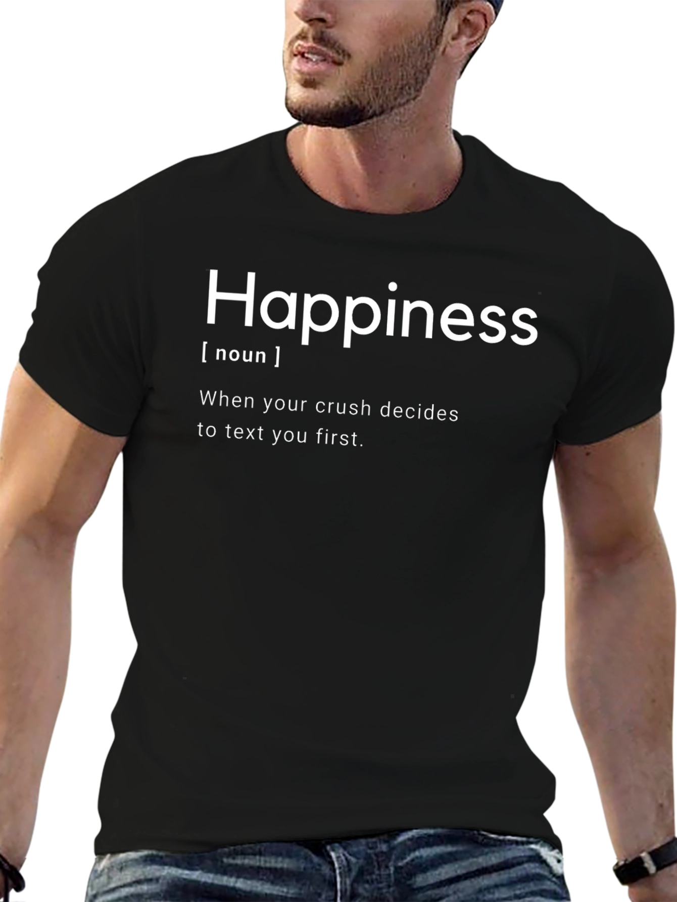 Happiness Definition Black Graphic Tee