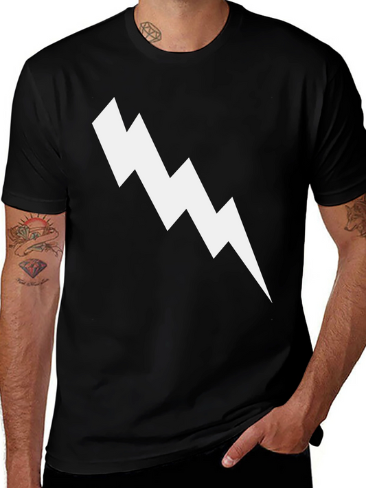 Lightning Bolt Graphic Tee - Black Cotton T-Shirt