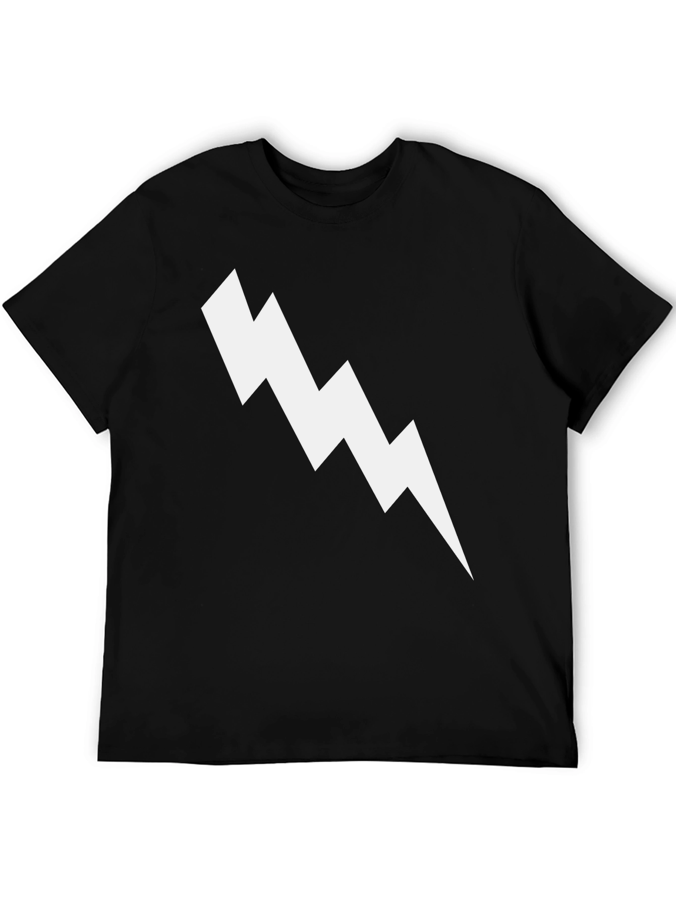 Lightning Bolt Graphic Tee - Black Cotton T-Shirt