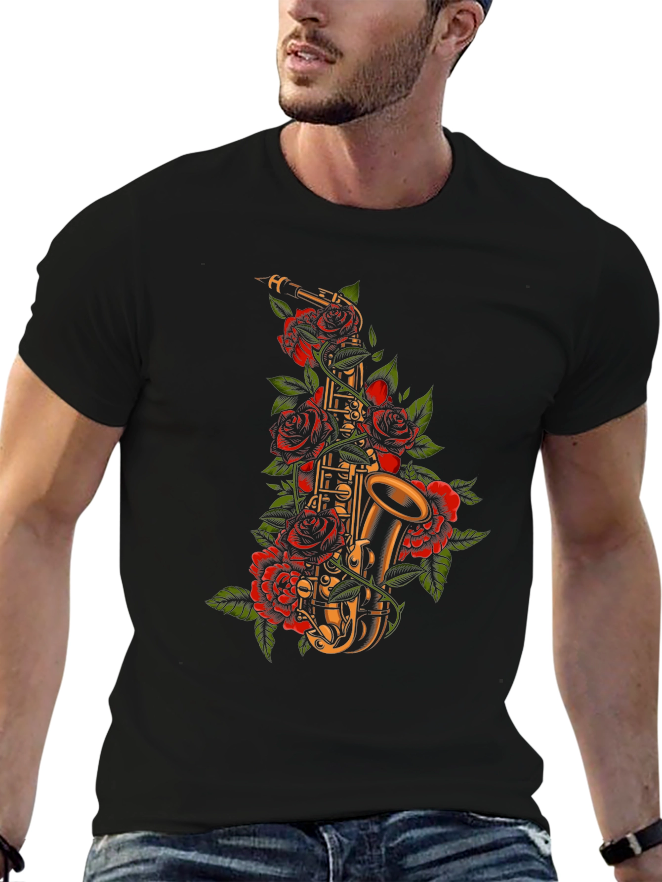 Saxophone Rose Graphic Tee
