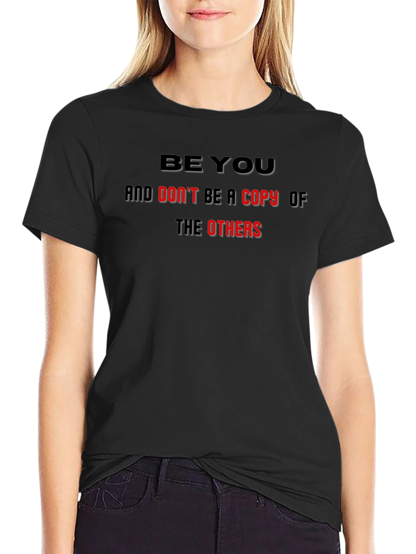 Be You Graphic Tee - Black Cotton Blend T-Shirt