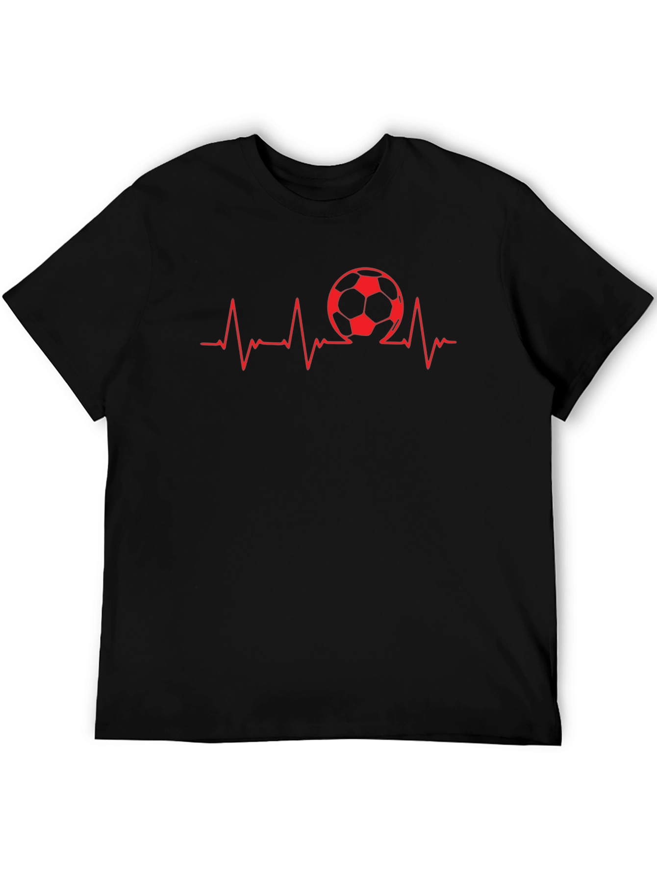 Soccer Heartbeat Graphic Tee - Black Cotton T-Shirt