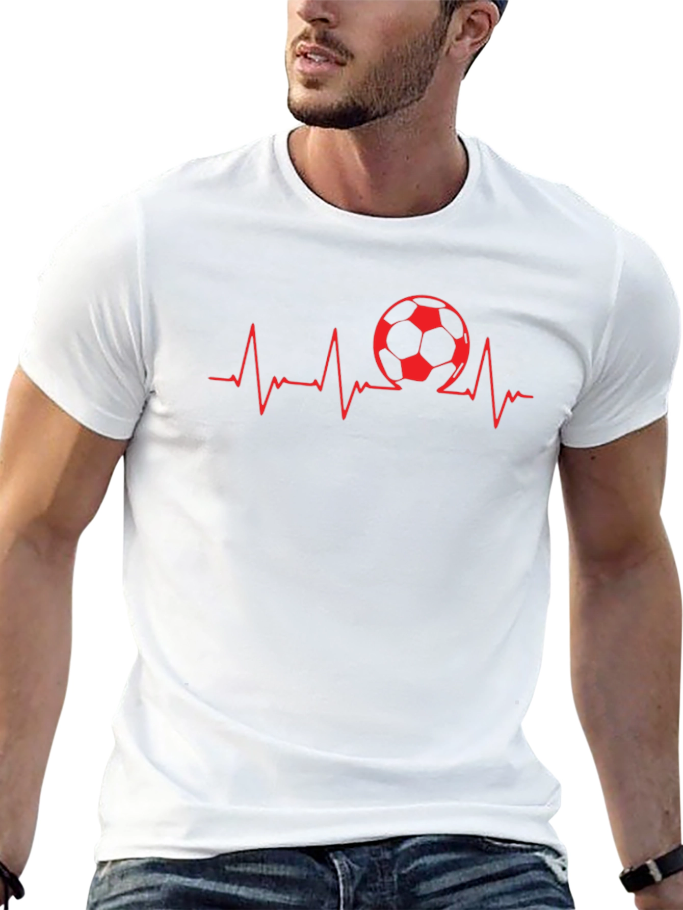 Soccer Heartbeat Graphic Tee - Black Cotton T-Shirt