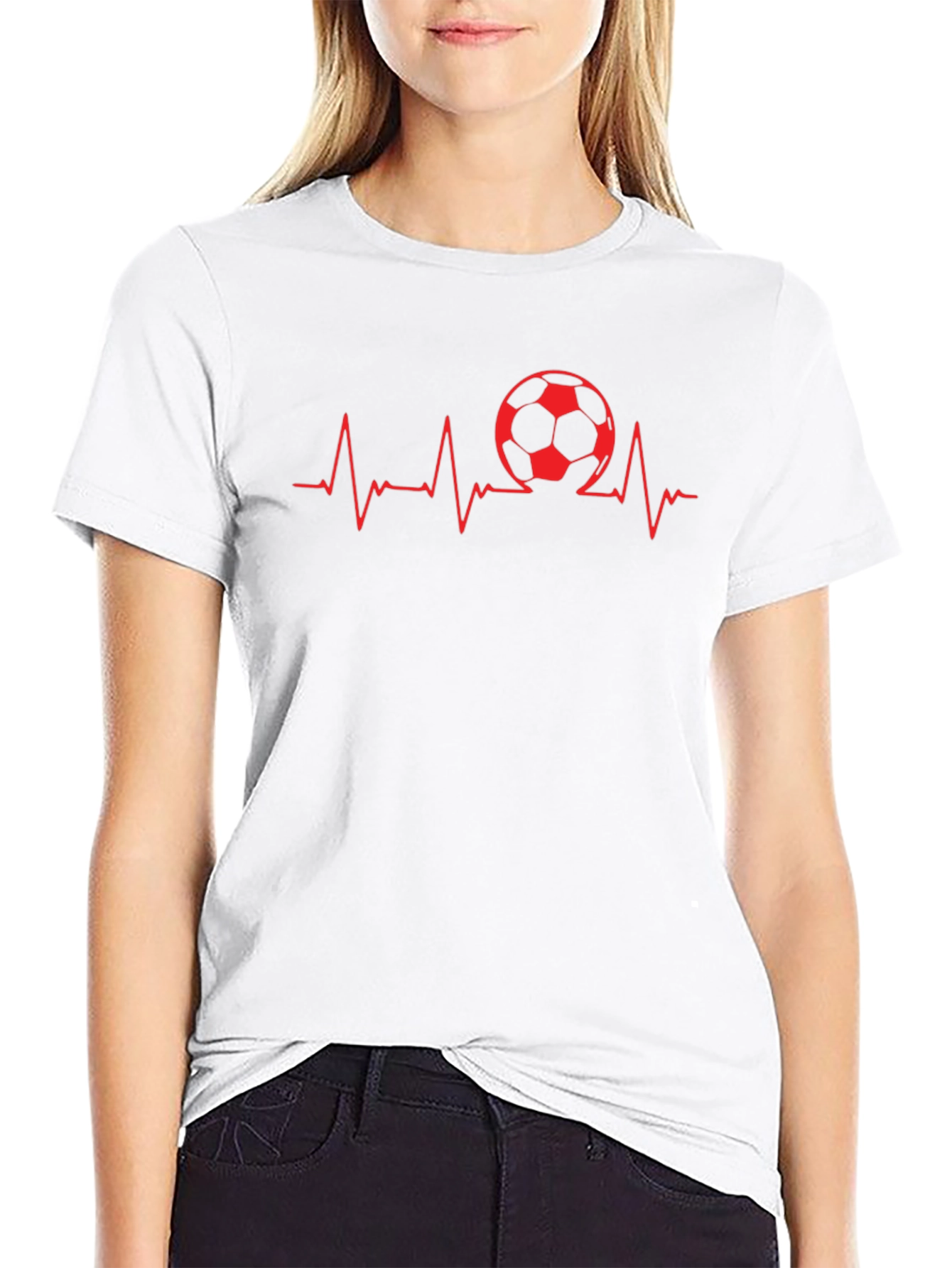 Soccer Heartbeat Graphic Tee - Black Cotton T-Shirt
