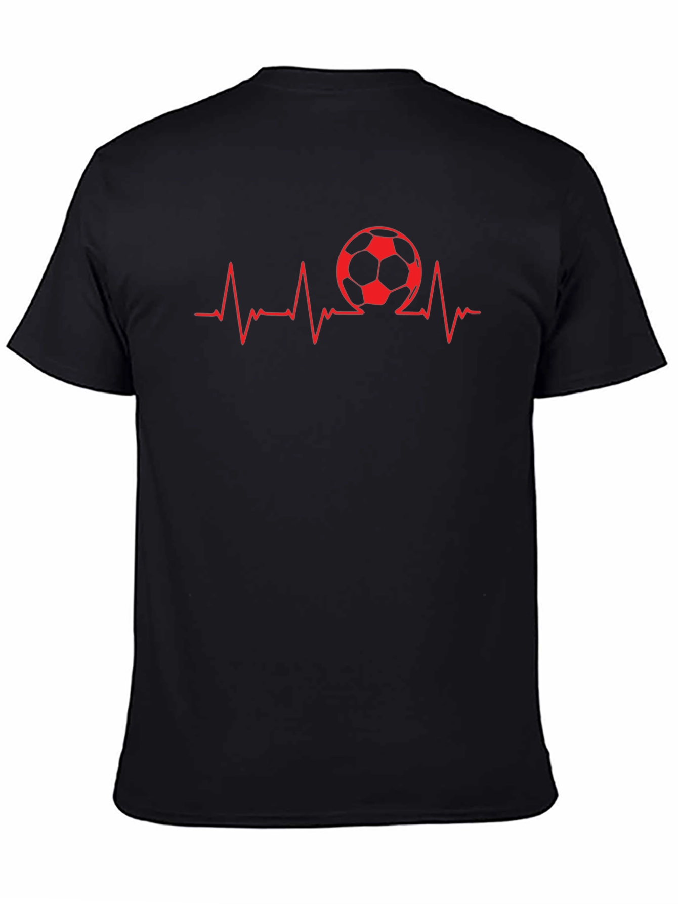 Soccer Heartbeat Graphic Tee - Black Cotton T-Shirt