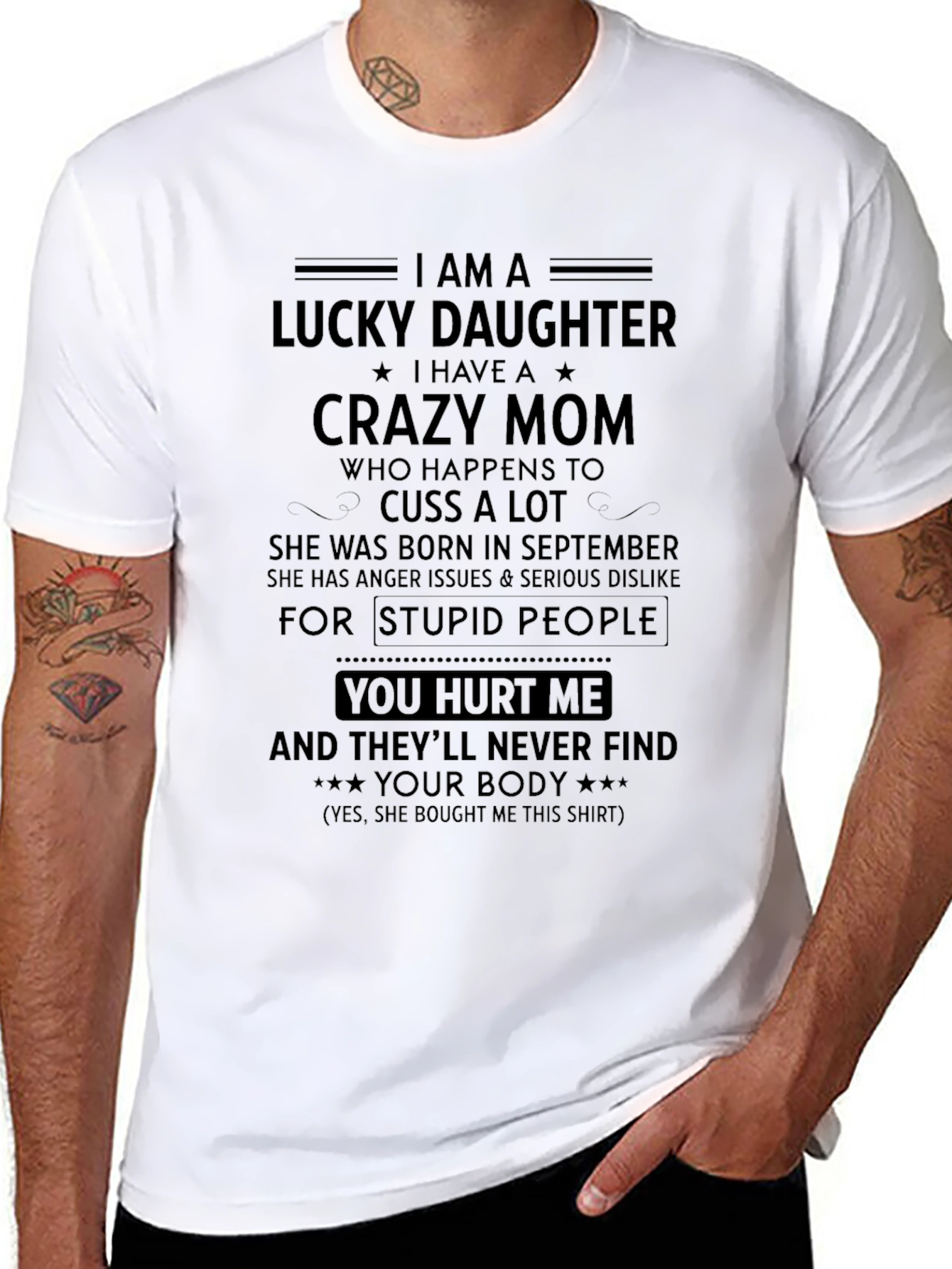 Lucky Daughter T-Shirt - Crazy Mom Gift
