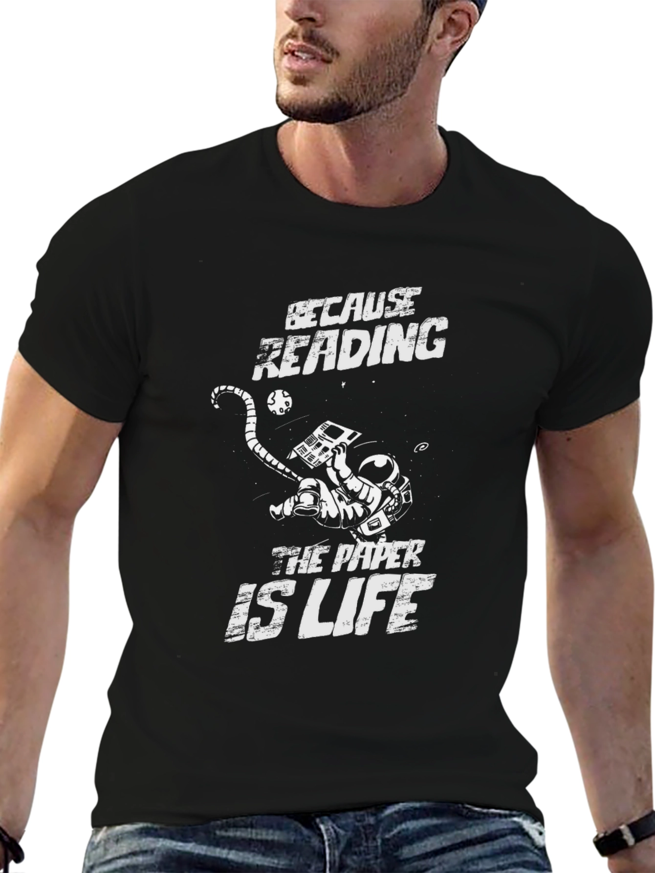 Because Reading The Paper Is Life - Novelty T-Shirt