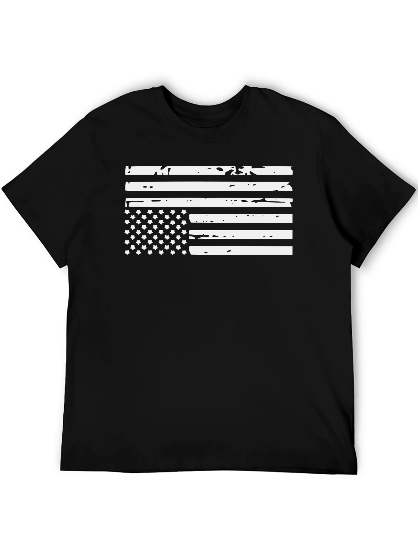 Distressed American Flag Graphic Tee - Black