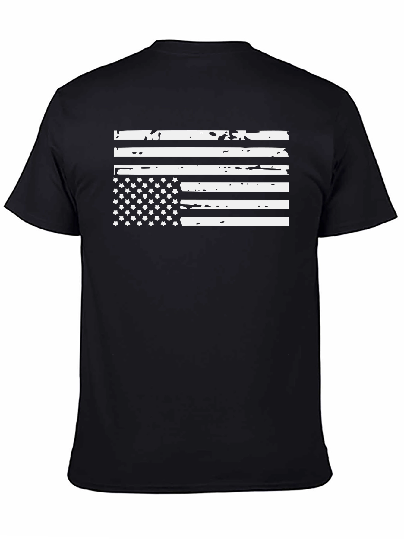 Distressed American Flag Graphic Tee - Black