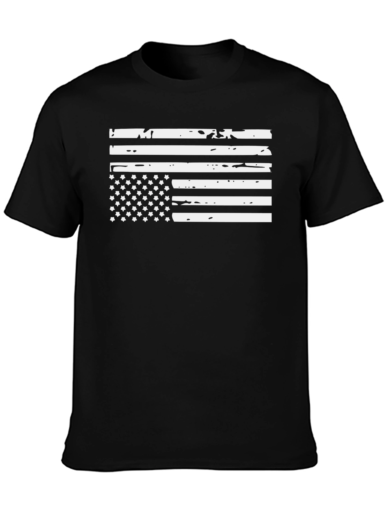 Distressed American Flag Graphic Tee - Black
