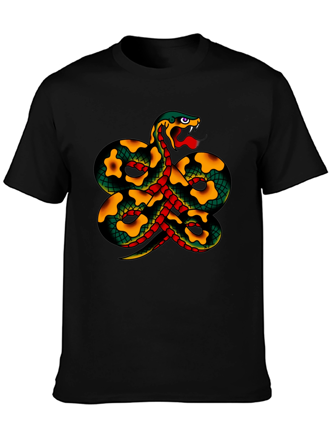 Snake Tattoo Style Graphic Black T-Shirt