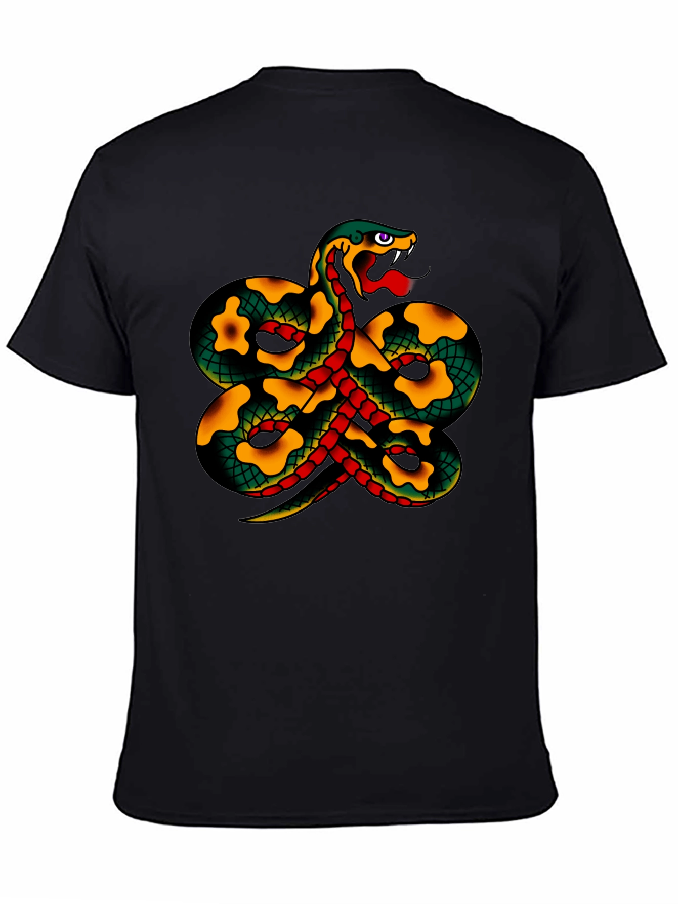 Snake Tattoo Style Graphic Black T-Shirt
