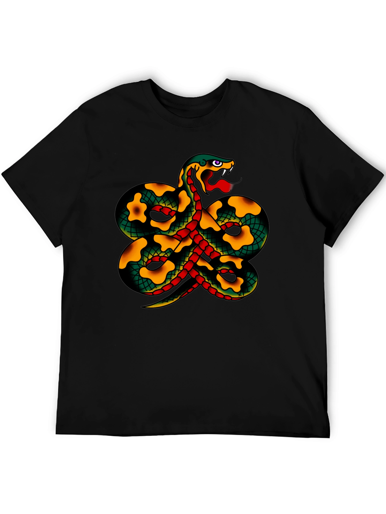 Snake Tattoo Style Graphic Black T-Shirt