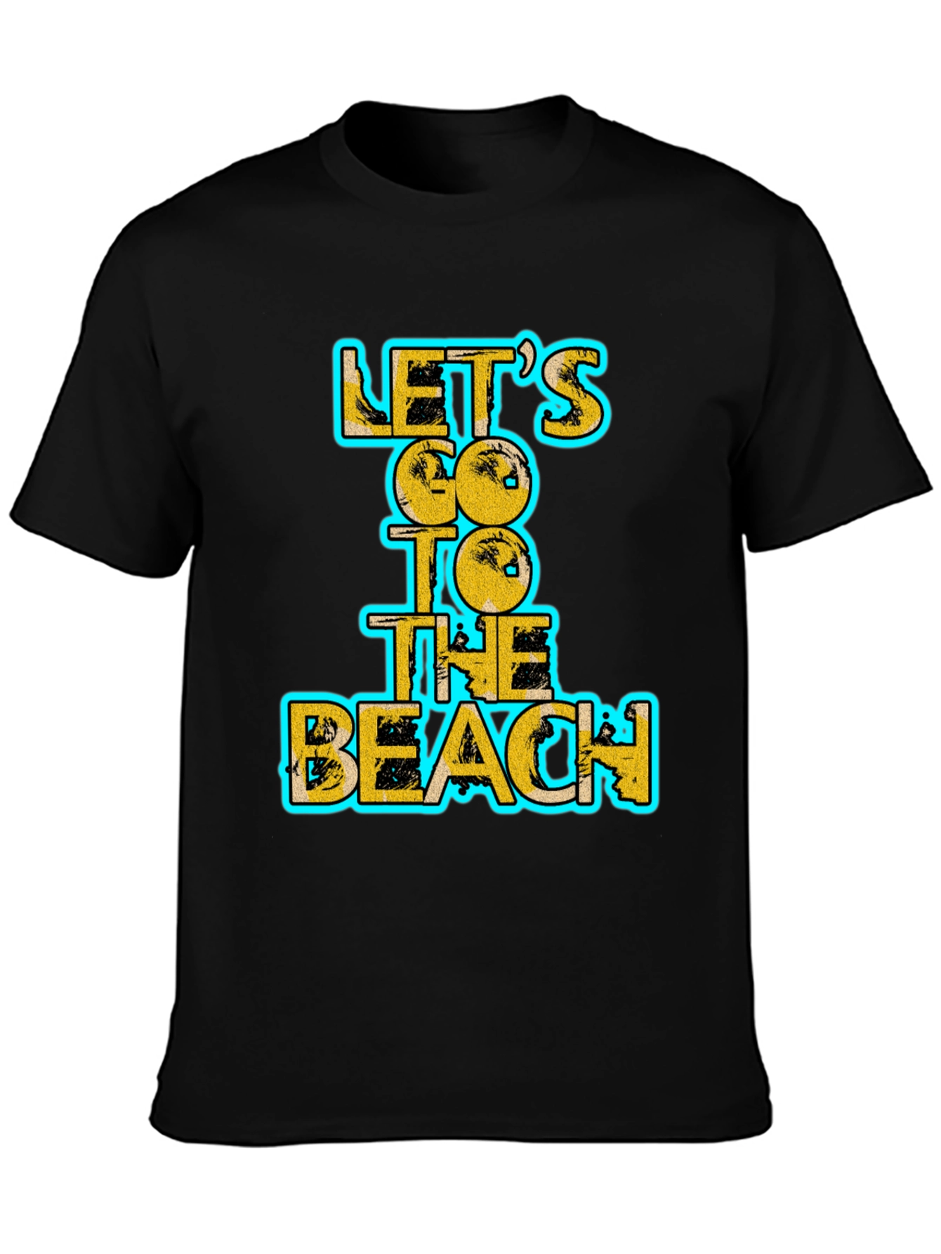 Lets Go To The Beach Black Graphic Tee