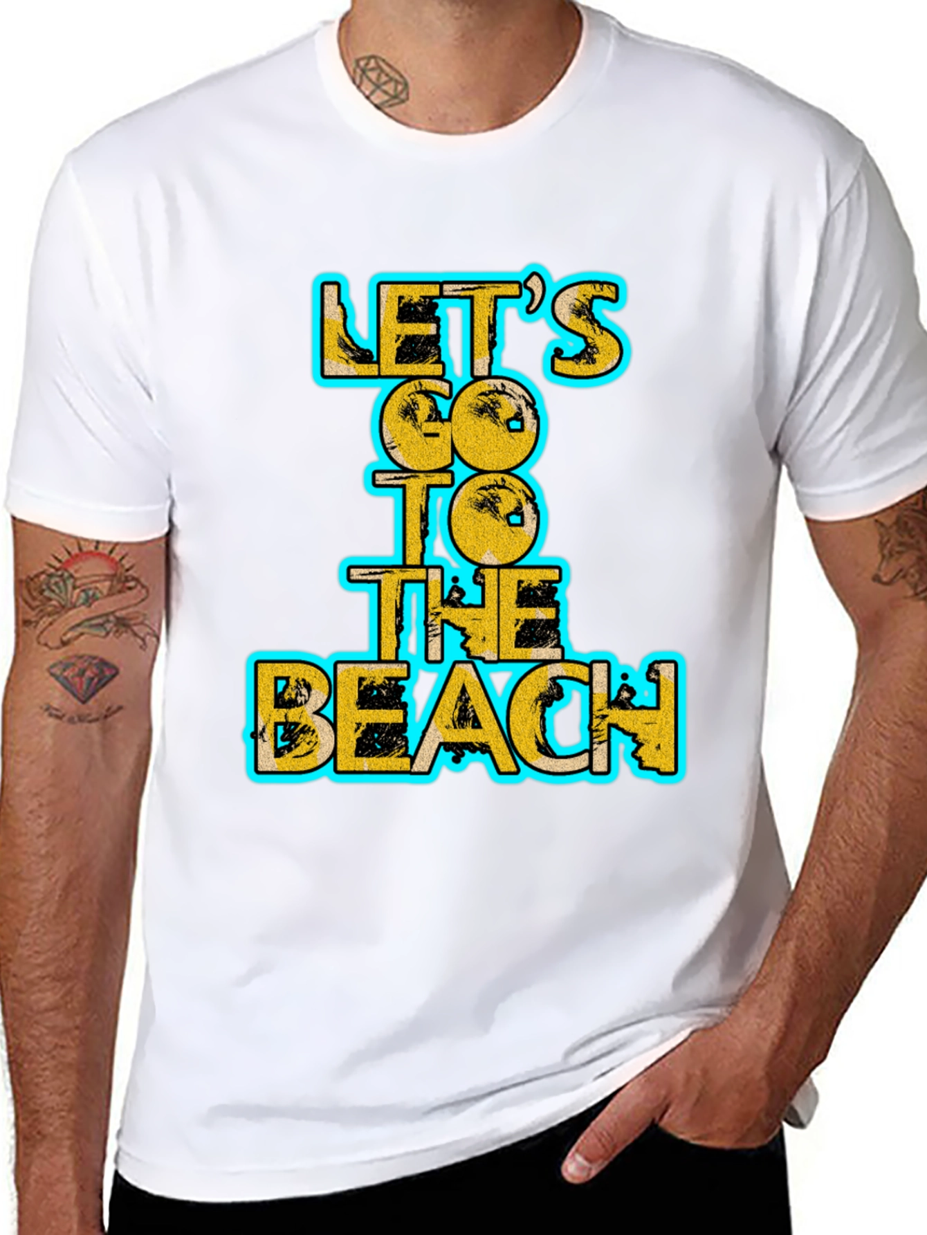 Lets Go To The Beach Black Graphic Tee