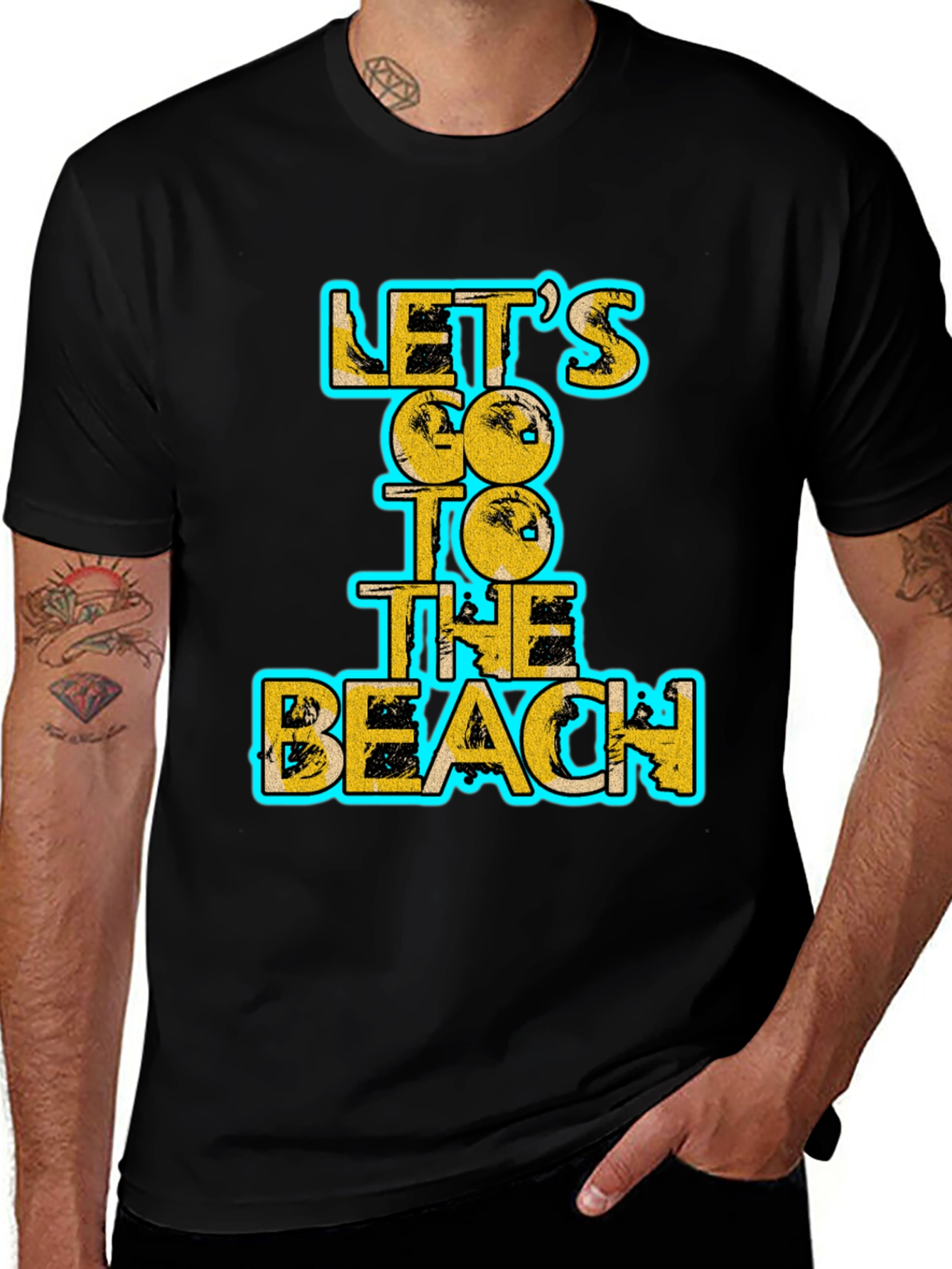Lets Go To The Beach Black Graphic Tee