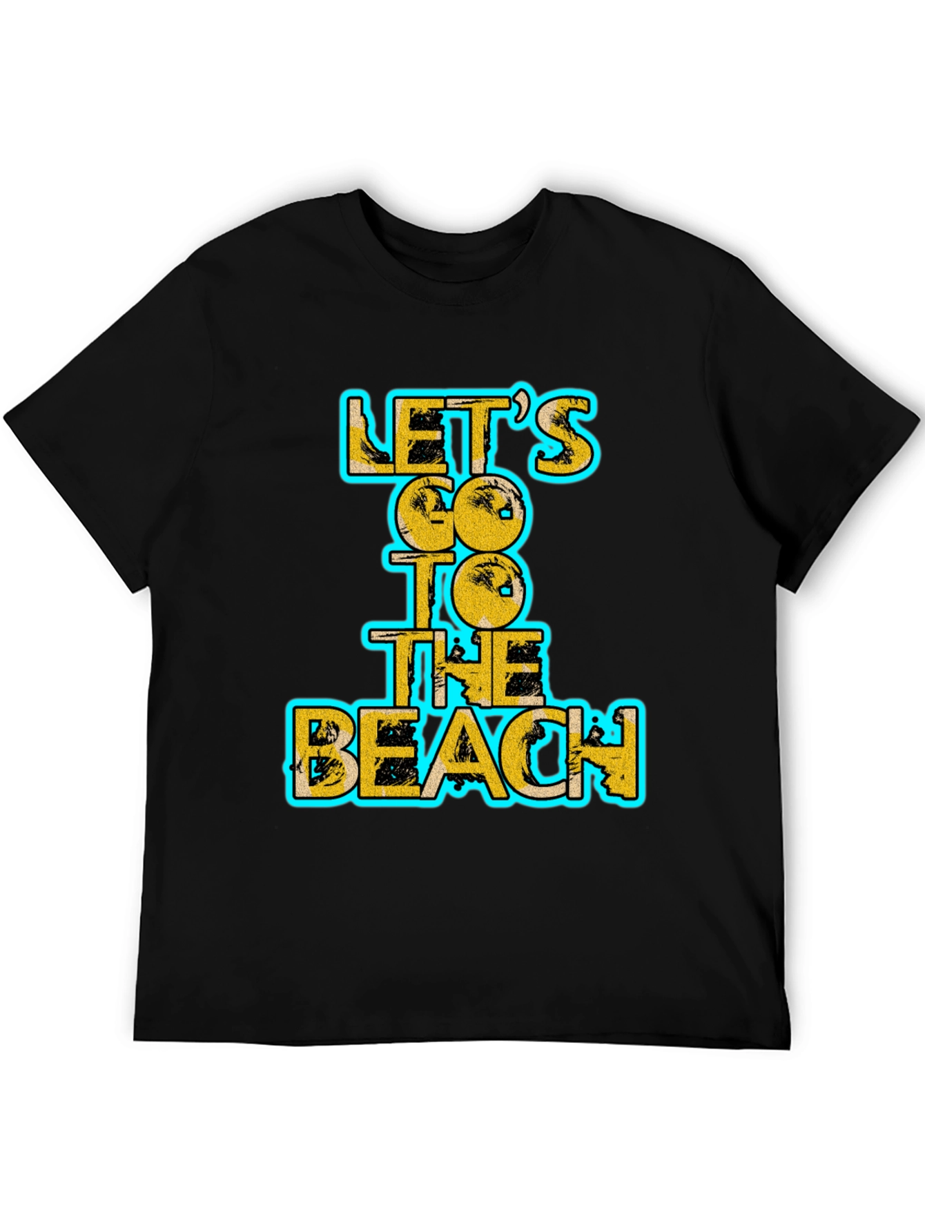 Lets Go To The Beach Black Graphic Tee