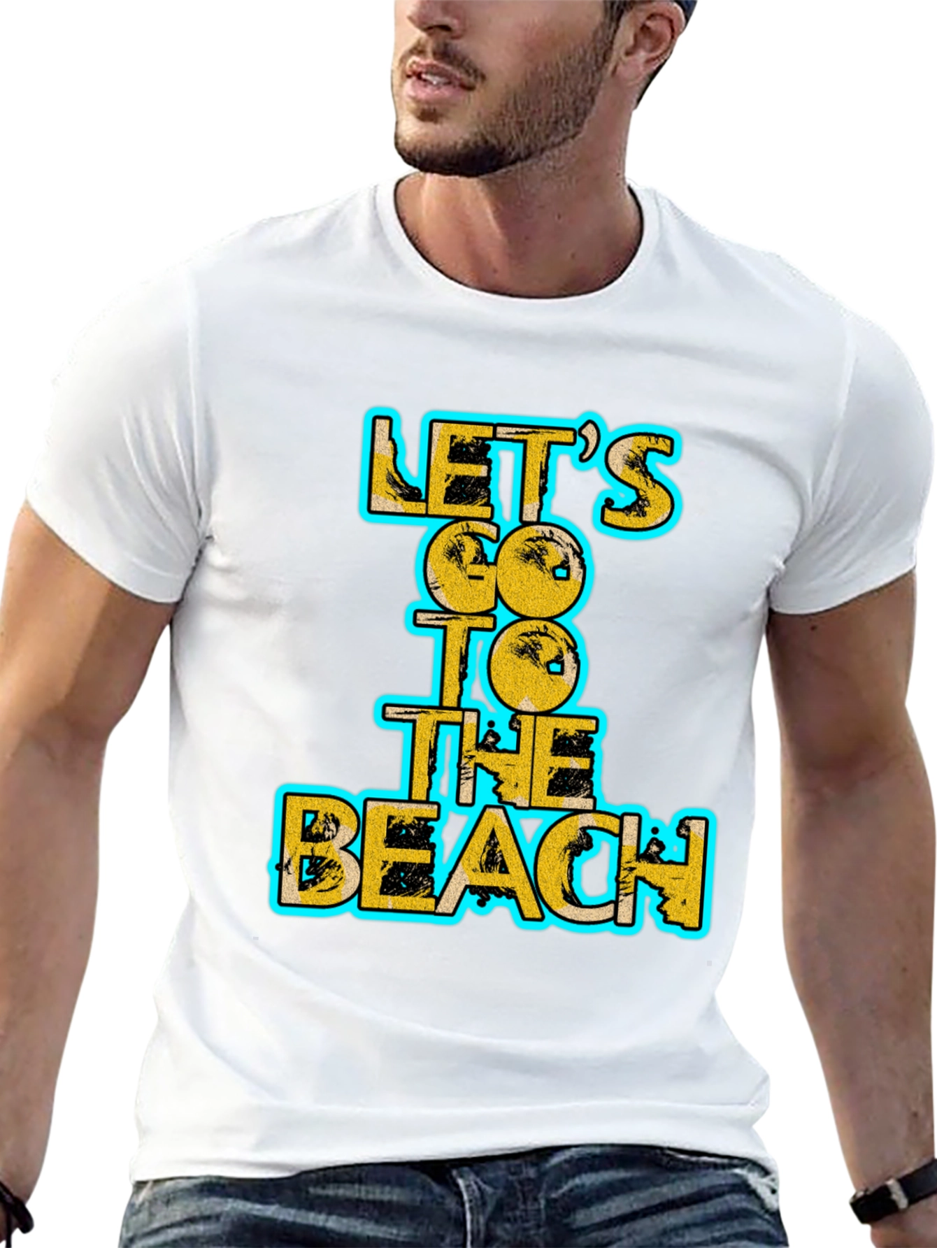 Lets Go To The Beach Black Graphic Tee