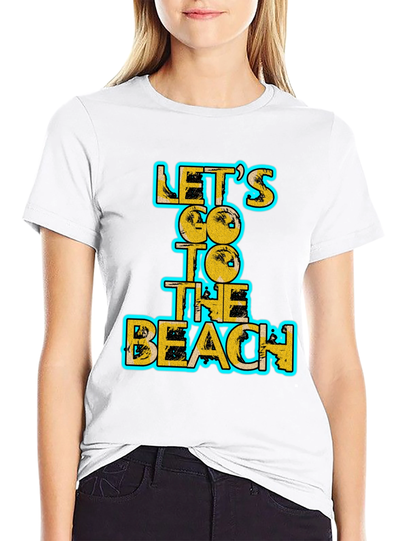 Lets Go To The Beach Black Graphic Tee