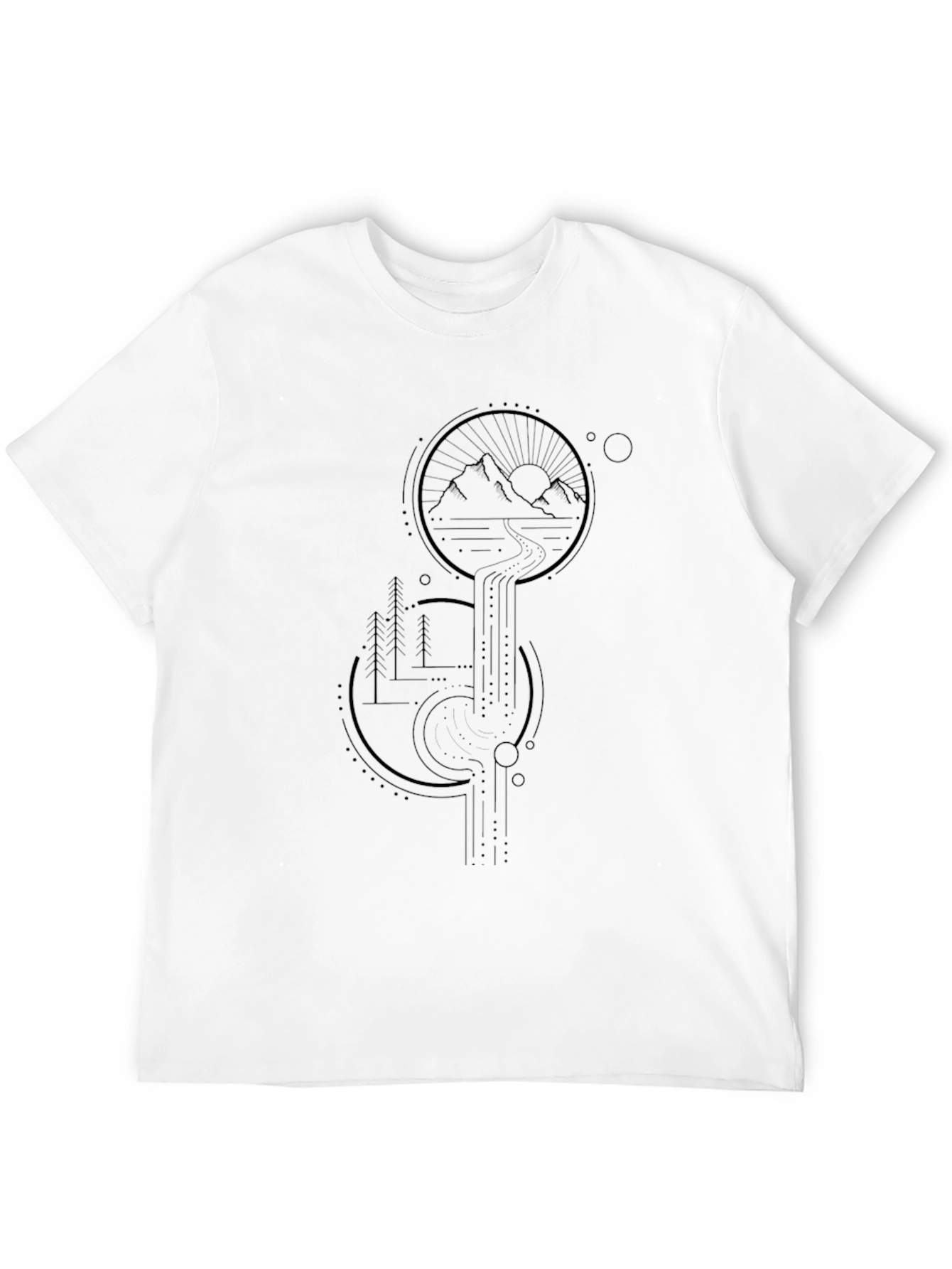 Geometric Mountainscape Black T-Shirt