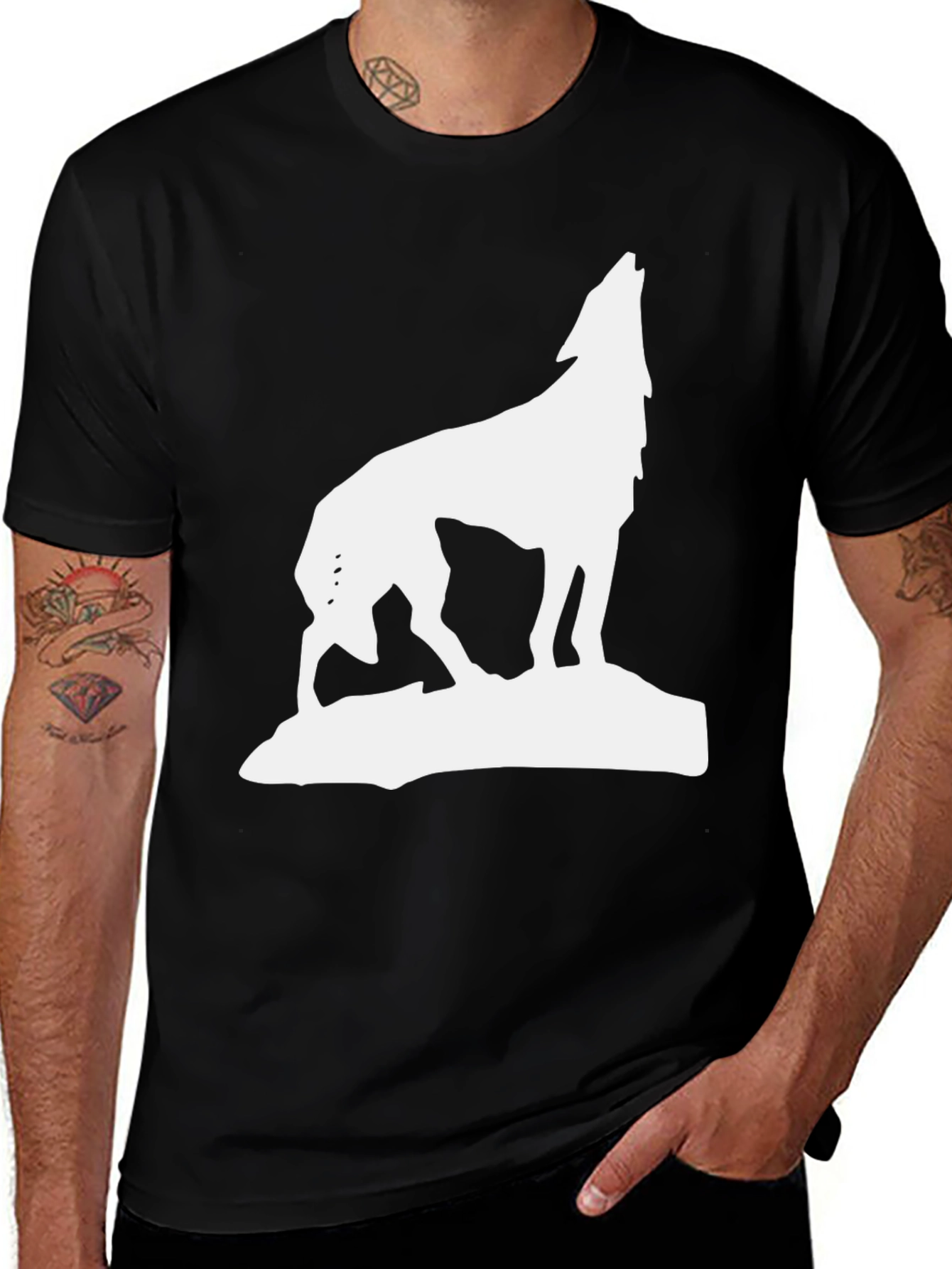 Wolf Howl Graphic Tee - Black Cotton Blend
