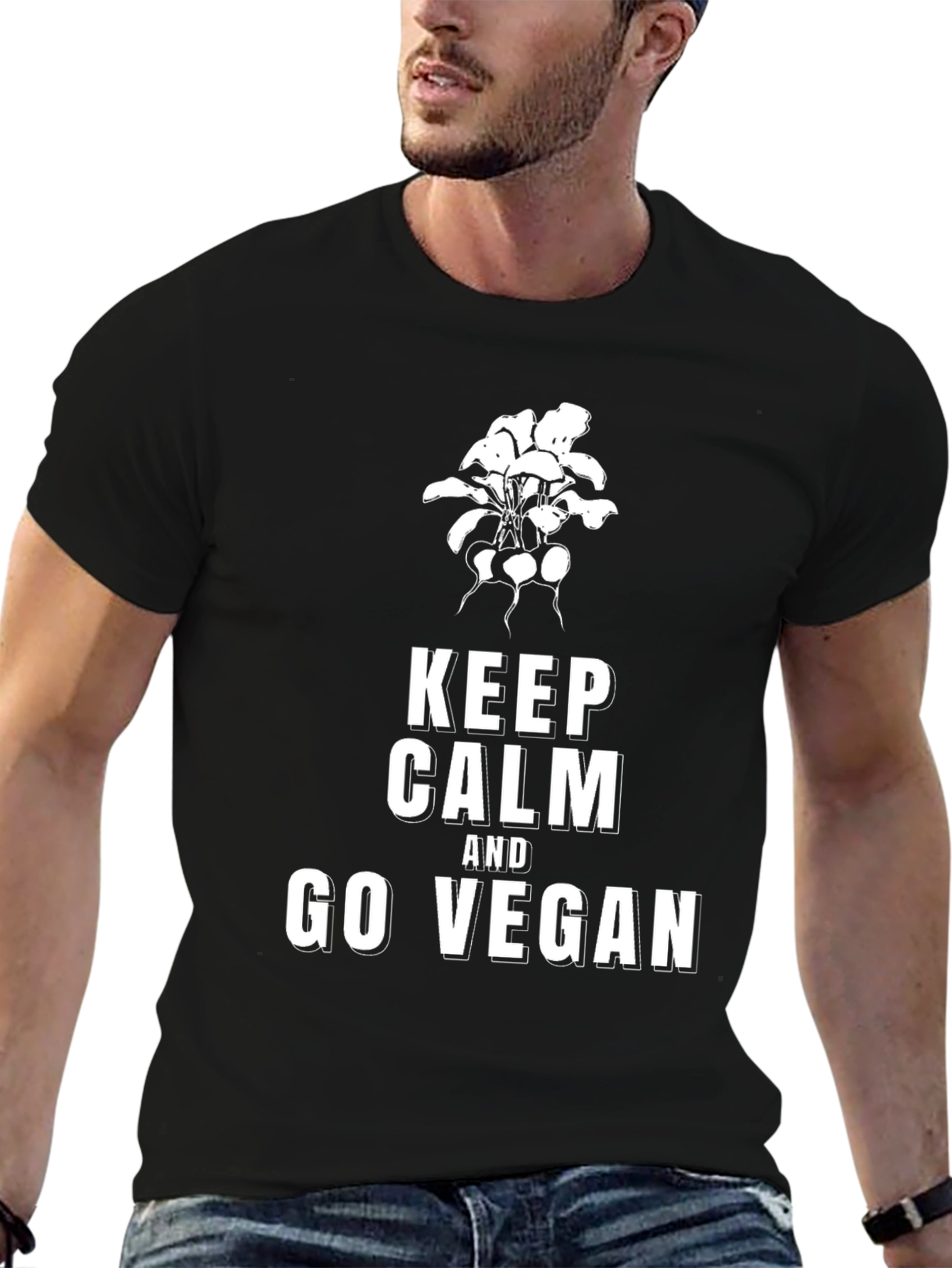 Keep Calm and Go Vegan Black T-Shirt