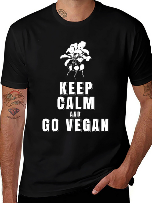 Keep Calm and Go Vegan Black T-Shirt